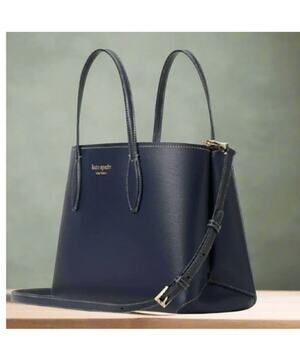 Kate Spade All Day Medium Tote Blue Leather Dainty Bloom Floral Crossbody